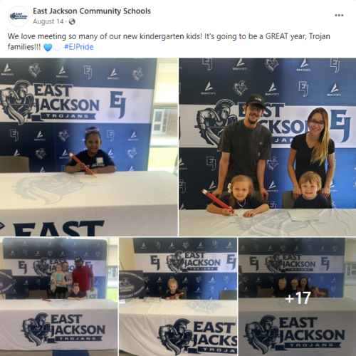 East Jackson Community Schools Kindergarten Signing post on Facebook