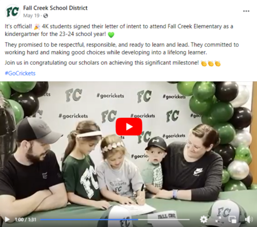Fall Creek School District's 4K Signing Day Video