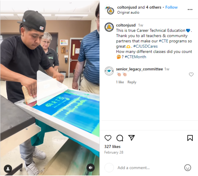 Instagram Reel example from Colton Joint Unified School District