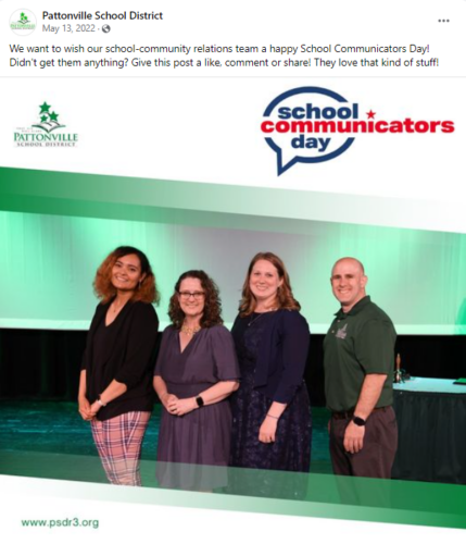 Pattonville School District example post for School Communicators Day