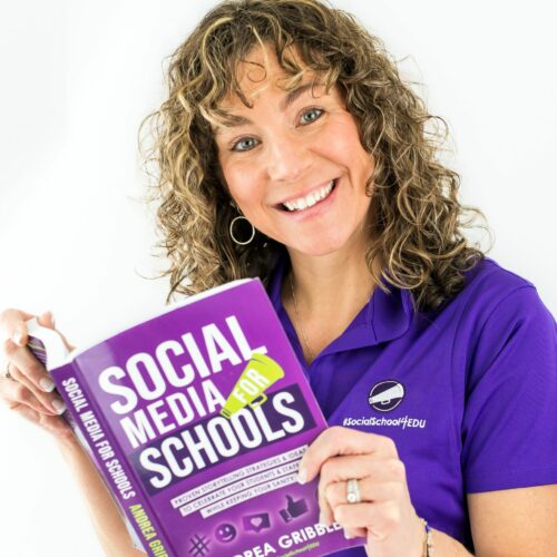 Andrea Gribble with book: "Social Media for Schools"