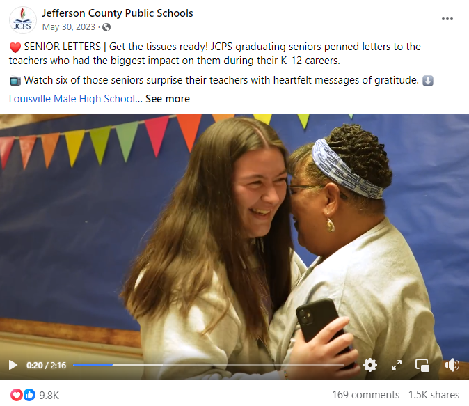 Staff Highlight Award - Jefferson County Public Schools, KY - Juliann Morris & Dyuce Woodson - Senior Letters Video