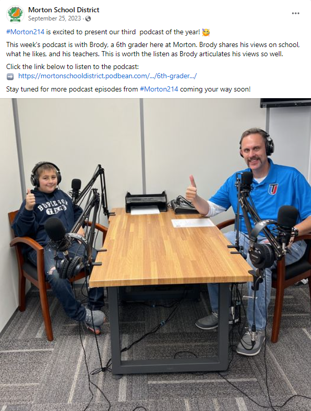 Morton School District Podcast Facebook Post