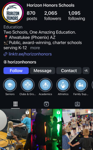 Horizon Honors School's Instagram page