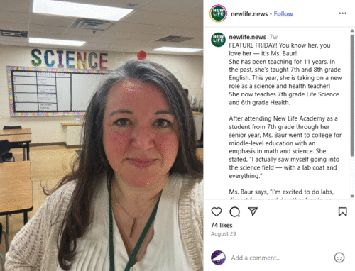 New Life Academy Instagram post