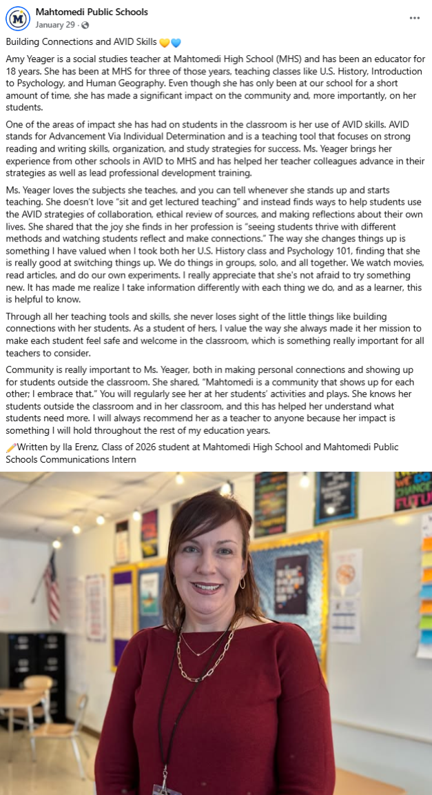 Mahtomedi Public Schools post