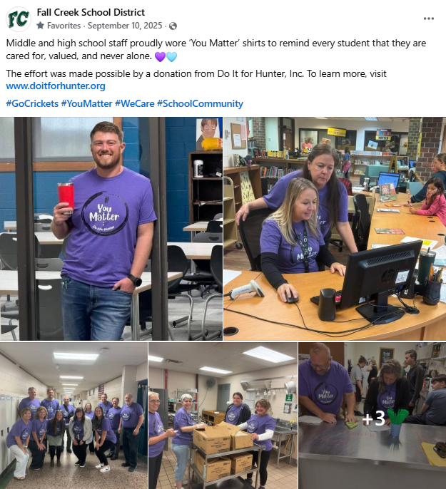 Fall Creek School District Facebook post