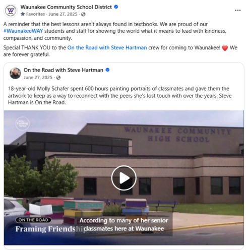 Waunakee Community School District Facebook post