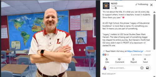 North East ISD LinkedIn post