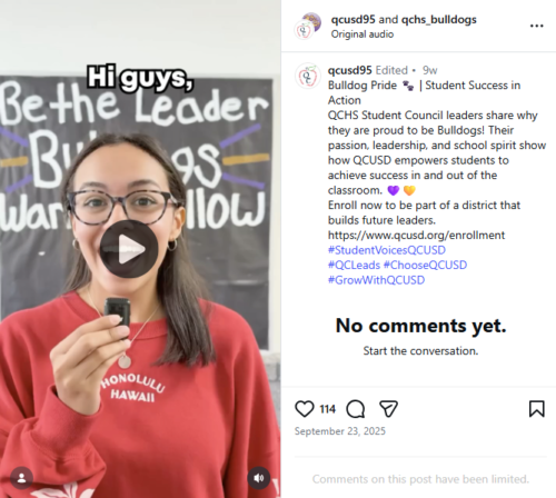 Queen Creek Unified School District Instagram video