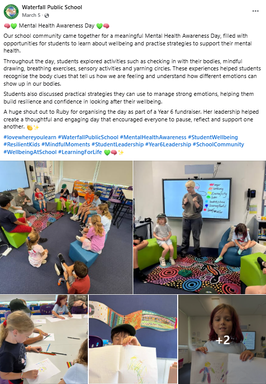 Waterfall Public School, Australia, Facebook post