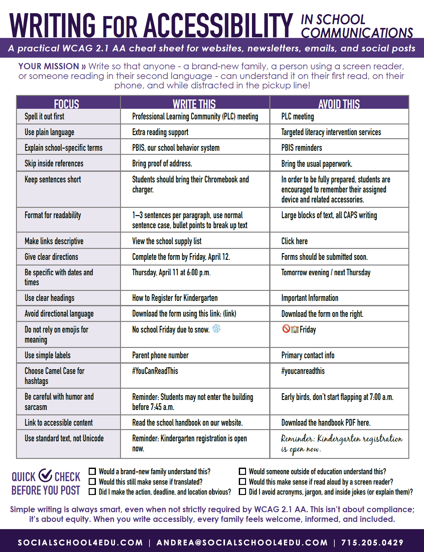 PDF Download: Writing for Accessibility in School Communications
