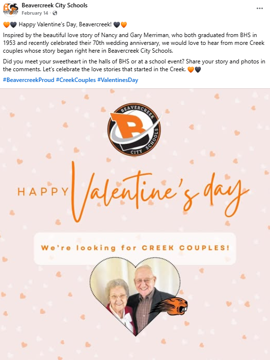 Beavercreek City Schools, OH Facebook post