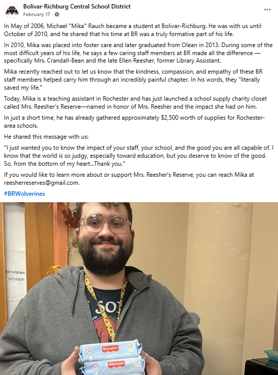 Bolivar-Richburg Central School, NY Facebook post