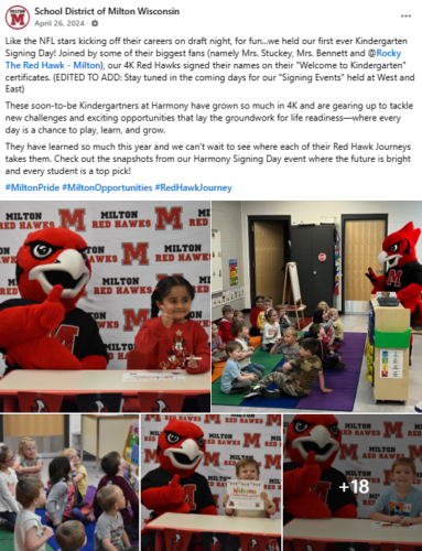 School District of Milton Facebook post