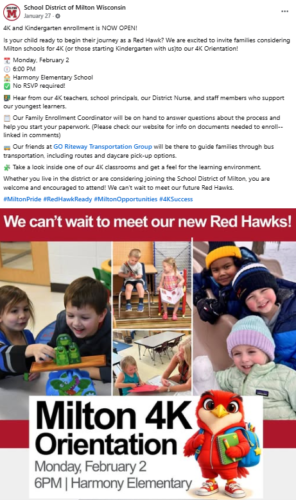 School District of Milton Facebook post