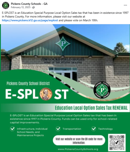 Pickens County School District, GA Facebook post