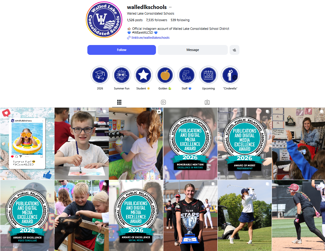 Walled Lake Consolidated Schools, MI Instagram page
