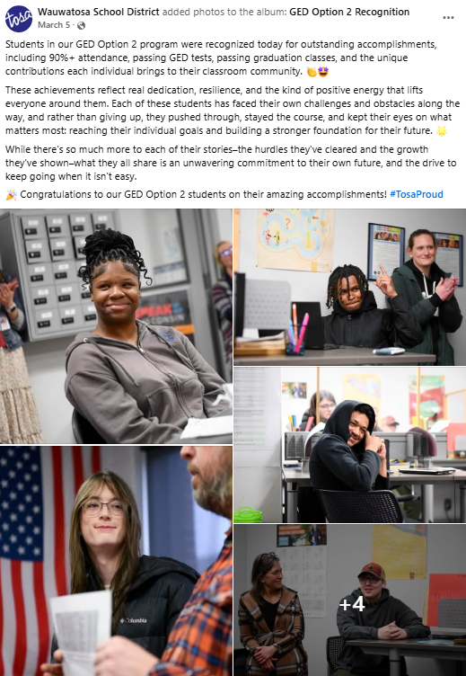Wauwatosa School District, WI Facebook post