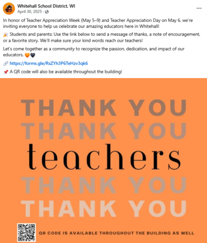Whitehall School District, WI Facebook post