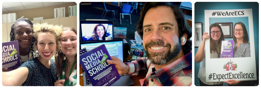 Readers pictured with Andrea Gribble's book, "Social Media for Schools"