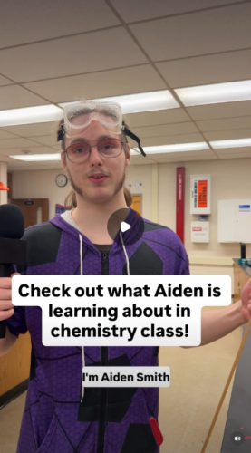 Student explains chemistry experiment