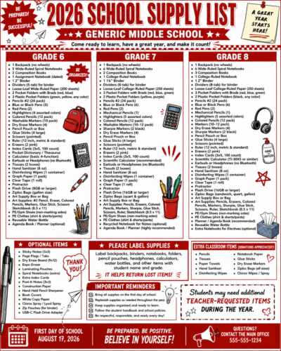 AI Flyer example: School supply lists