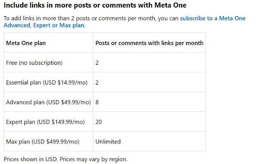 Meta One payment options